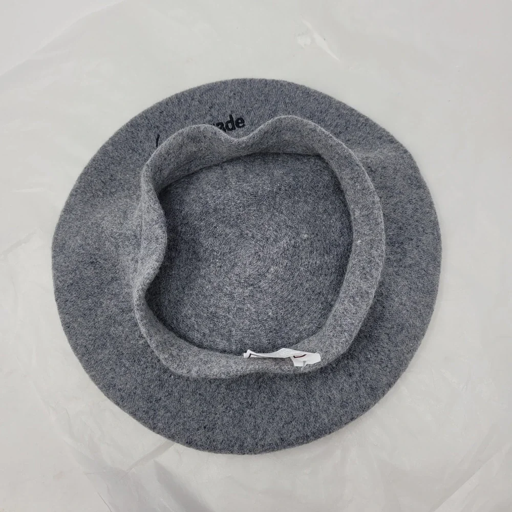 Vtg 90s Heather Gray Wool Beret Hat Embroidered Cherry‎ Tastytrade Logo Finance